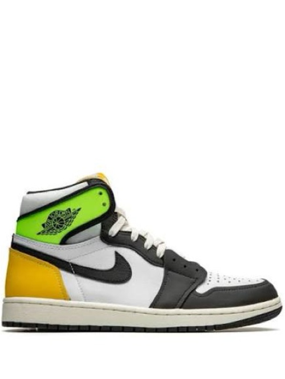 Jordan High-Top Sneaker - White/Black/Neon Green/Yellow